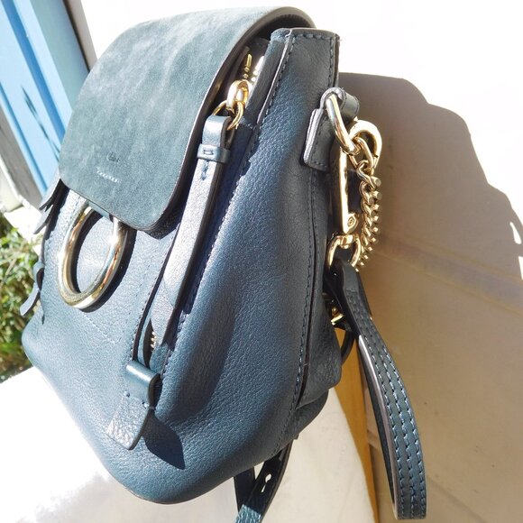 Chloe′ Color block Blue Leather Mini Faye Backpack main image 3
